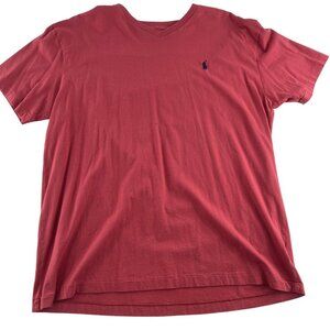 Polo Ralph Lauren Men's Short Sleeves T Shirt size Medium Rust Mauve V Neck